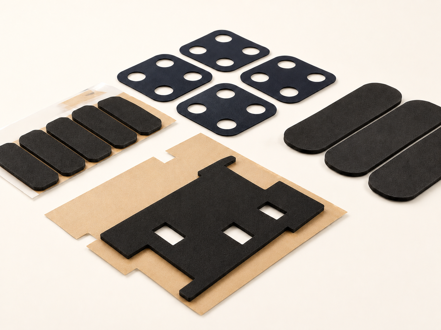 Cushioning foam pads and gaskets